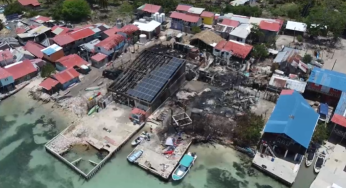 El fuego destruye casas en la isla Múcura